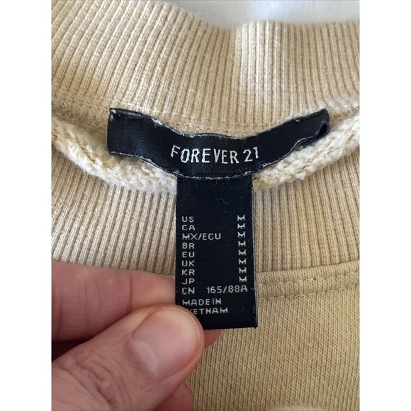 Forever 21 Sweatershirt Womens Size Medium Crop Cut Color Block Long Sleeve - Picture 7 of 13